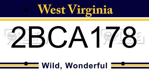 2BCA178 West Virginia License Plate