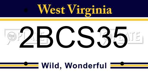 2BCS35 West Virginia License Plate