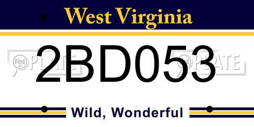 2BD053 West Virginia License Plate