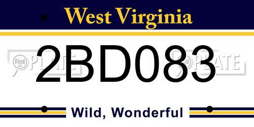 2BD083 West Virginia License Plate