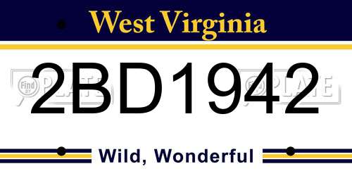 2BD1942 West Virginia License Plate