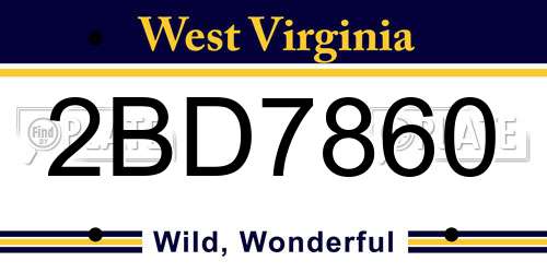 2BD7860 West Virginia License Plate