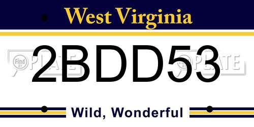 2BDD53 West Virginia License Plate
