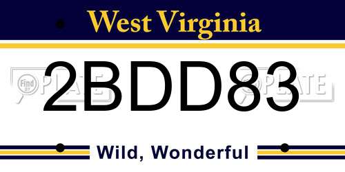 2BDD83 West Virginia License Plate