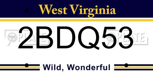 2BDQ53 West Virginia License Plate