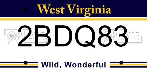 2BDQ83 West Virginia License Plate