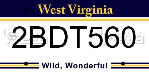 2BDT560 West Virginia License Plate