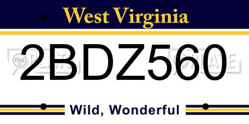 2BDZ560 West Virginia License Plate
