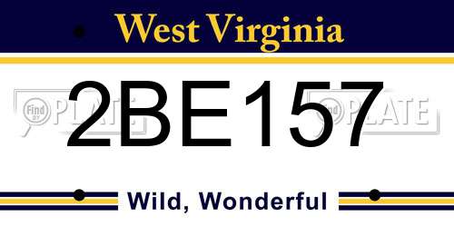 2BE157 West Virginia License Plate