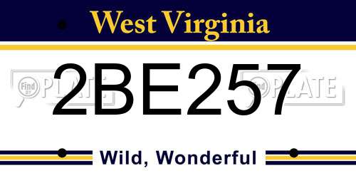 2BE257 West Virginia License Plate