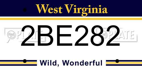 2BE282 West Virginia License Plate