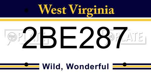 2BE287 West Virginia License Plate