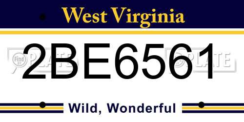 2BE6561 West Virginia License Plate