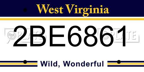 2BE6861 West Virginia License Plate