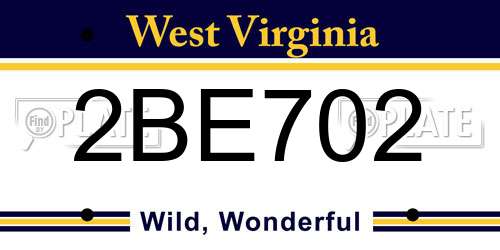 2BE702 West Virginia License Plate