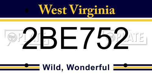 2BE752 West Virginia License Plate
