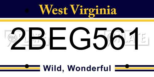 2BEG561 West Virginia License Plate