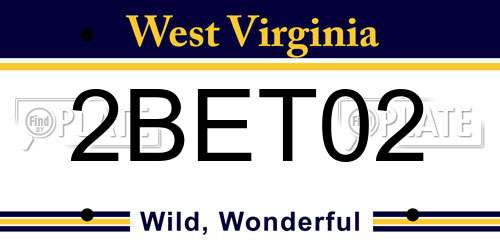 2BET02 West Virginia License Plate