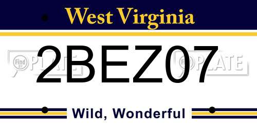 2BEZ07 West Virginia License Plate