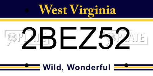 2BEZ52 West Virginia License Plate