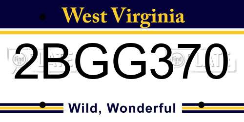 2BGG370 West Virginia License Plate