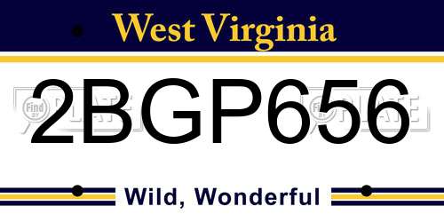 2BGP656 West Virginia License Plate