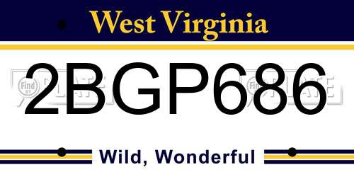2BGP686 West Virginia License Plate