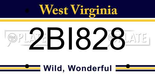 2BI828 West Virginia License Plate