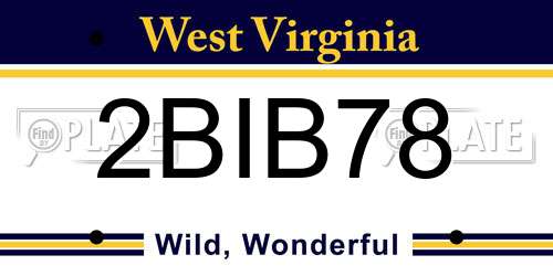 2BIB78 West Virginia License Plate