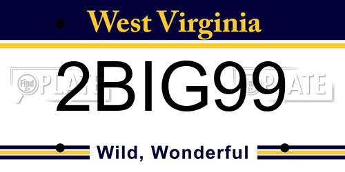 2BIG99 West Virginia License Plate