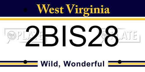2BIS28 West Virginia License Plate
