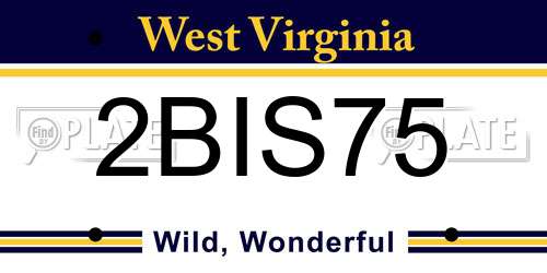 2BIS75 West Virginia License Plate
