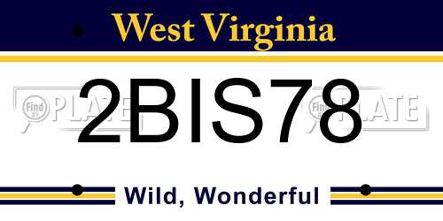 2BIS78 West Virginia License Plate