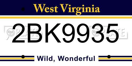 2BK9935 West Virginia License Plate