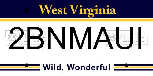 2BNMAUI West Virginia License Plate