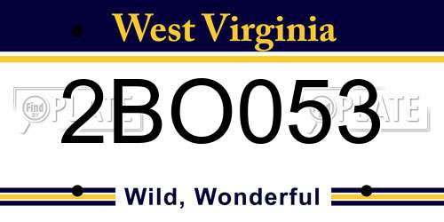 2BO053 West Virginia License Plate