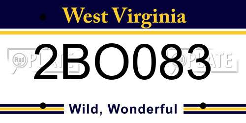 2BO083 West Virginia License Plate