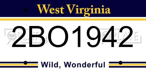 2BO1942 West Virginia License Plate