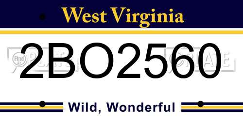 2BO2560 West Virginia License Plate