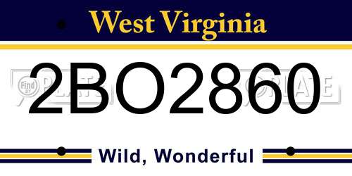 2BO2860 West Virginia License Plate