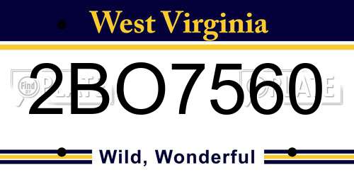 2BO7560 West Virginia License Plate
