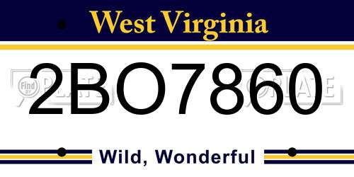 2BO7860 West Virginia License Plate