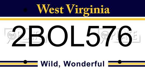 2BOL576 West Virginia License Plate