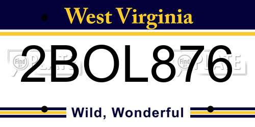 2BOL876 West Virginia License Plate