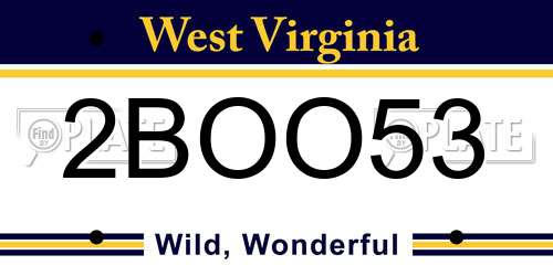 2BOO53 West Virginia License Plate