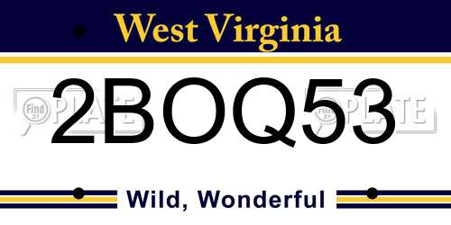 2BOQ53 West Virginia License Plate