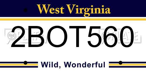 2BOT560 West Virginia License Plate