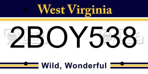 2BOY538 West Virginia License Plate