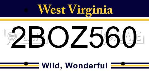 2BOZ560 West Virginia License Plate