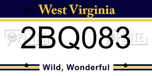 2BQ083 West Virginia License Plate